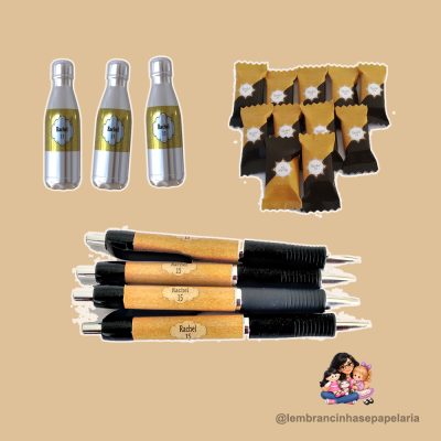 Kit Festa Dourado e Preto 15 Anos